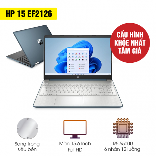 Laptop HP 15-EF2126 (AMD R5 5500U/8GB/256GB SSD/15.6 FHD/Win 10/Xanh) New 100% 3 6898 20 anb th ng 12 hp 15 ef2126
